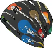 [CADREWY] Color Acoustic and Guitars Print Comfortable Unisex Adult Men Knit Hat Stylish Beanie for Winter Running Outdoor Black, Black, One Size