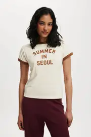 [Cotton On Women] Cotton On Women - Baby Graphic Tee - Summer in seoul/ coconut XL SUMMER IN SEOUL/ COCONUT