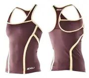 2XU Tri Singlet - Womens Cycling Running Swimming Triathlon WT1590a Wine/Gold