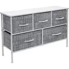 Sorbus Dresser 18.11"x11"x8.46" Soft-Close 5-Drawer Wood Steel Frame Gray White