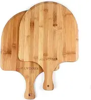ALLWINNER Pizza Peel 12 Inch, 2 Pack Bamboo Paddle, Wooden Peels for Making Pizza, Bread Pie Cutting Board for Kitchen