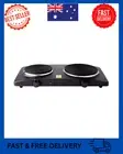 Portable Double Hot Plate Electric Cooktop Black Non Slip Dual Cooking Cooker