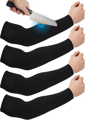 Geyoga 2 Pairs Cut Resistant Sleeves Thin Arm Protectors X-Large, Black