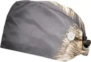 [WOSHJIUK] Working Hat 2 Pack Scrub Caps for Women,pet Portrait cat,Tie Back Cap Adjustable Scrub Hat