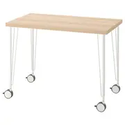 LINNMON / KRILLE desk, white stained oak effect/white, 100x60 cm