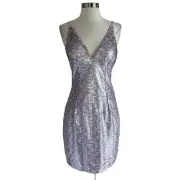 Aidan Mattox Women's Cocktail Dress Size 10 Pink Sequined Sleeveless Mini Shift