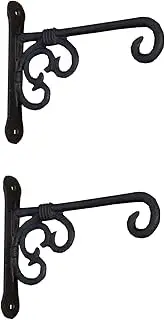 Heavy Duty Cast Iron Large Hook Hanging Plant Brackets,Cast Iron Vintage Wall Hook,Wrought Iron Wall Flower Stand,Garden Decoration, Balcony Hanging Basket Rack-2pcs