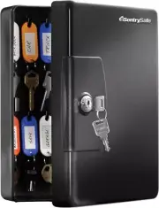 SentrySafe Key Box, Small Black Key Lock Box, Locked Key Rack Wall Mount for