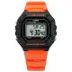【CASIO 卡西歐】復古方型 計時碼錶 LED照明 鬧鈴 電子 橡膠手錶 橘色 42mm(W-218H-4B2)