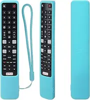 Luminous Blue Silicone RC802N Remote Cover, Anti-Slip Shockproof Silicone Protective Case Compatible with TCL YAI2 YUI1 YAI4 YLI2 YAI1 YMI1 YNI1 YMI1 YLI3 YL14 YU14 YUI2 YU11(Glow in Dark Blue)