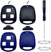 Cutting NOT Required Key Fob Shell Replacement for Lexus RX350 RX330 RX300 RX400h ES300 ES330 GS300 GS400 GS430 GX470 IS300 IS330 LS400 LS430 LX470 SC430 3 Button Key Fob Case Cover (Black + Blue)