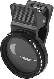 ND Lens Filter, Mobile Phones Lens Filter, ND2‑400 Neutral Density, 37mm Lens Mobile Phone Clip Designed, 1‑9 Gears Reduce Light, for Smartphones
