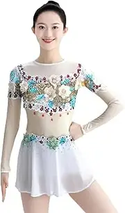 [Zagitova] Ice Figure Skating Dress for Girls Applique Women Open Back Competition Dance Costume with Shiny Rhinestone