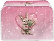 NETILGEN Easter Day Decor Kitchen Toaster Dust Cover Bakeware Protector Compatible with 2 Slice Toaste Dust Protection Cover Tulips Flower Bunny Print