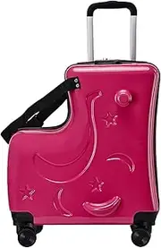 [Generic] Kids Ride Suitcase - 3-Digit Password Lock Riding Suitcase,20in Trolley Case with Seat Belts, Handlebars, Pedals, Silent Wheels for Boys