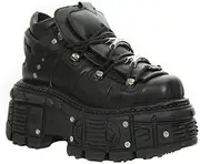 [New Rock] Ankle Boots M-TANK106-C2 Unisex Metallic Black 100% Leather Goth Emo Rock Platform