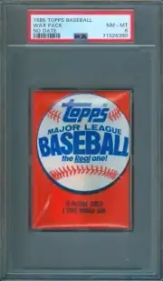 1985 Topps BASEBALL CARD Original Unopened Wax Pack Rare NO DATE Variation PSA 8