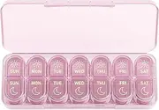 Daviky Weekly Pill Organizer 2 Times a Day, BPA Free 7-Day AM PM Medicine Case, Travel-Friendly Pill Box for Fish Oils, Vitamins & Supplements