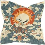 [sanluoli] Mysterious Cloud Elk Beige square silk scarf pashmina cute shawl wraps for women for winter bufanda para mujer, Mysterious Cloud Elk Beige