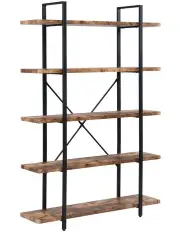 [IHOMDEC] Industrial Style Bookshelf 5-Tier in Dark Brown