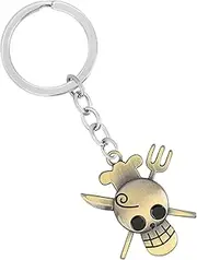 [Weeb Keychains] One Piece Anime Keychain with Jolly Roger Charm, One Piece Merch with Gift Box, Keyring for True Pirates