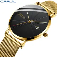 在飛比找蝦皮商城優惠-Crrju 原創品牌男士手錶超薄簡約休閒石英不銹鋼防水 22
