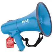 Pyle 40W Megaphone Siren Bullhorn Speaker, Rechargable, Portable and Lightweight Automatic Bullhorn for Indoor & Outdoor Use, 800 Square Yards Projection Range, Used as Siren/Music (Blue)