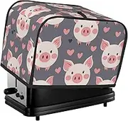 Pink Piggy Print 2 Slice Toaster Cover Fingerprint Bread Maker Protectors,Kitchen Small Appliance Dust Cover
