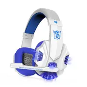 PC780 LED Light Noise-cancelling Game Headset HD Mic Over-ear Headphone for PC Laptop Phone WHITE COLOR