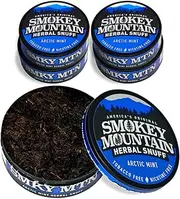 Smokey Mountain Arctic Mint Snuff, 5 Cans, no Tobacco and no Nicotine, Refreshing Herbal and Smokeless Chew Alternative