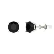 1.0ct Round Cut Natural Onyx Stud Earrings Real Solid 14k White Gold Push Back