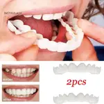 2 件裝矽膠模擬上底牙齒假牙美白假牙套