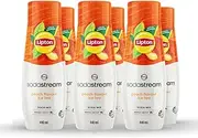 [sodastream] Lipton Iced Tea Peach Soda Drink Mix | For Soda Makers; turns 54 Litres of Fizzy Water into delicious Lipton Iced Tea Peach | Makes 216 Servings | 440ml, Pack of 6