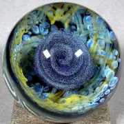 Vortex Marble Handmade by Bill Grout 2.09" Sparkle Storm 021925a Boro Glass