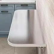 Wall Mounted Folding Table, Stainless Steel Folding Table, 48" Floating Folding Wall Desk Kitchen Storage Shelf for Laundry Room Home Office(30x80cm/11.8x31.4in)