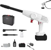 20000mah Battery Powered Pressure Washer, Cordless Pressure Washer, Portable Power Washers with 6-in-1 Nozzle, 20ft Drain Hose, Foam Kettle and Anti-Reflux Filter