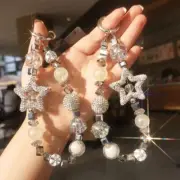 For iPhone15 14 Pro Max Rope Phone Case Chain Bling Diamond Star Bracelet Strap