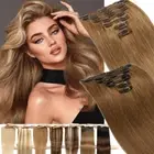 Double Weft Thick Clip In Hair Extensions 100% Real Remy Human Brown Full Head