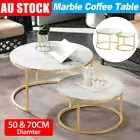 Set of Coffee Table Round Marble Nesting Side End Wooden Round Table Furniture