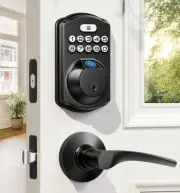 Veise Fingerprint Door Lock with 2 Lever Handles - Keyless Entry Door Lock, E...