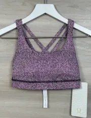 Lululemon Energy Bra Size 2 B/C Cup Speckle Yum Yum Pink Black OPES 92794
