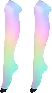 [Joitme] Pastel Rainbow Gradient Thigh High Socks, Soft and Lightweight, Women's Long Stockings, Pastel Rainbow Gradient -2