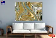Gold Silver Blue Swirl Abstract Wall Canvas Home Decor Australian Made Quality