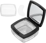 Loose Powder Containers, Empty Refillable Powder Case Powder Puff Mirror Spoon Separately Storage Box for Makeup Loose Powder Black
