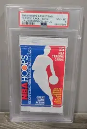 1989 Hoops Plastic Pack Series 2 DAVID ROBINSON Rookie #310 - Back PSA 8