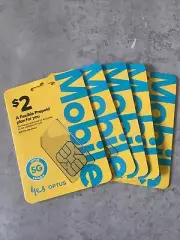 5 (Five) Optus Multi Fit Sim Cards Optus 5G Plus Network 3-in-1 NEW