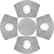 Round Table Placemats Set Wedge Shaped Place Mat with Centerpiece Round Mat Heat Resistant Table Mats Washable, Silver Grey