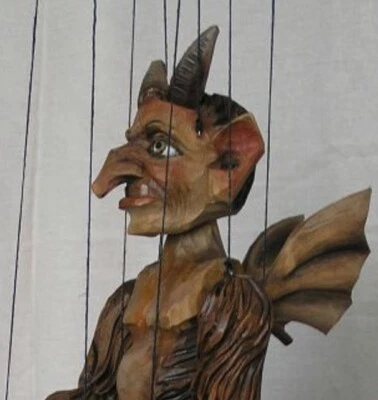 DEVIL - wooden marionette, 16 inches tall, handmade from CZECH REPUBLIC