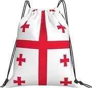 EdWal Flag Of Georgia Print Drawstring Backpack Gym Bags Sports Draw String Bags For Gym Travel Swimming Beach, White, One Size