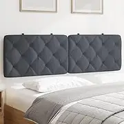 Headboard Cushion, Bed Headboard Pillow Dark Grey 152 cm Queen Velvet